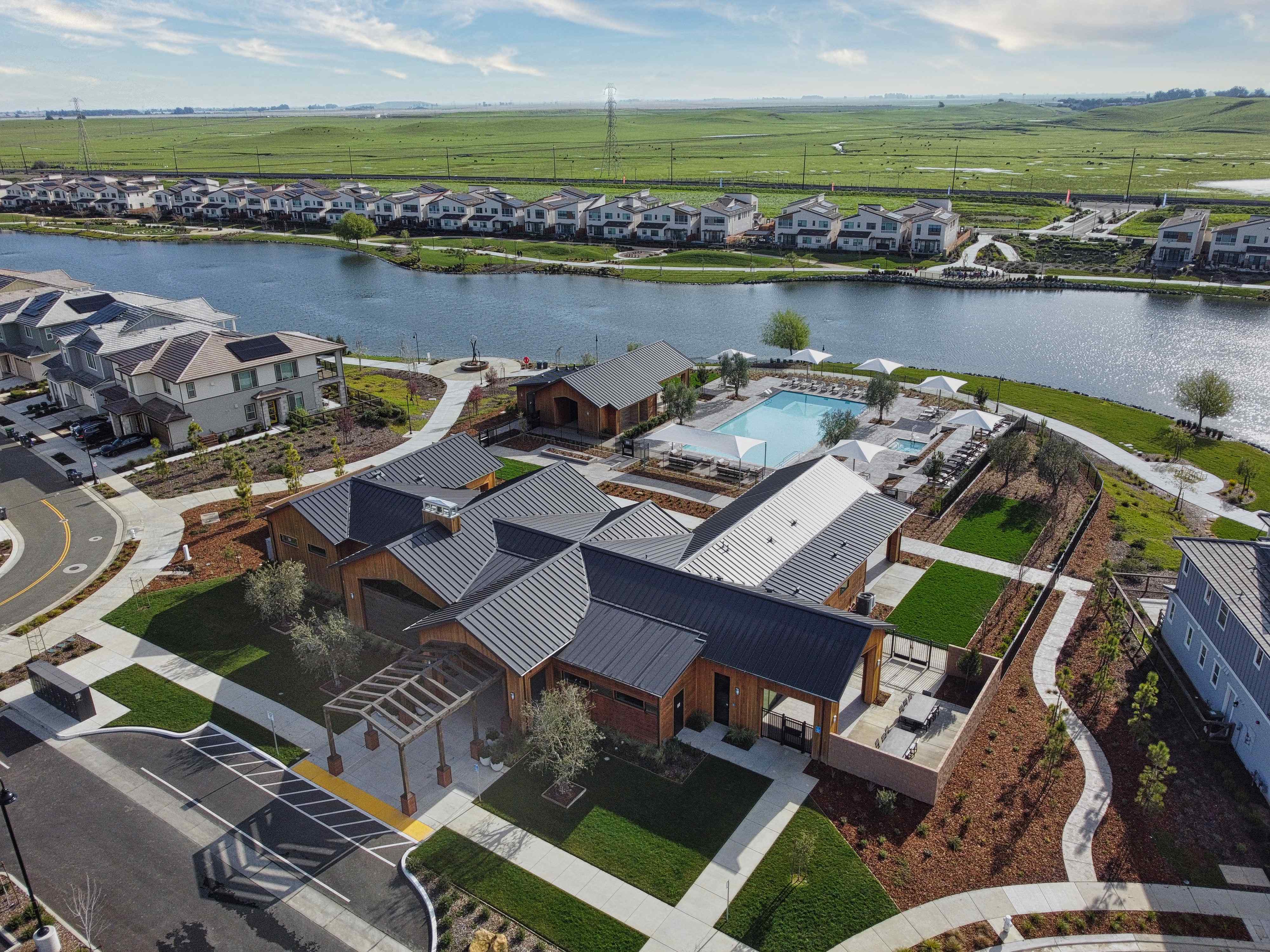 A high angle view of a town.