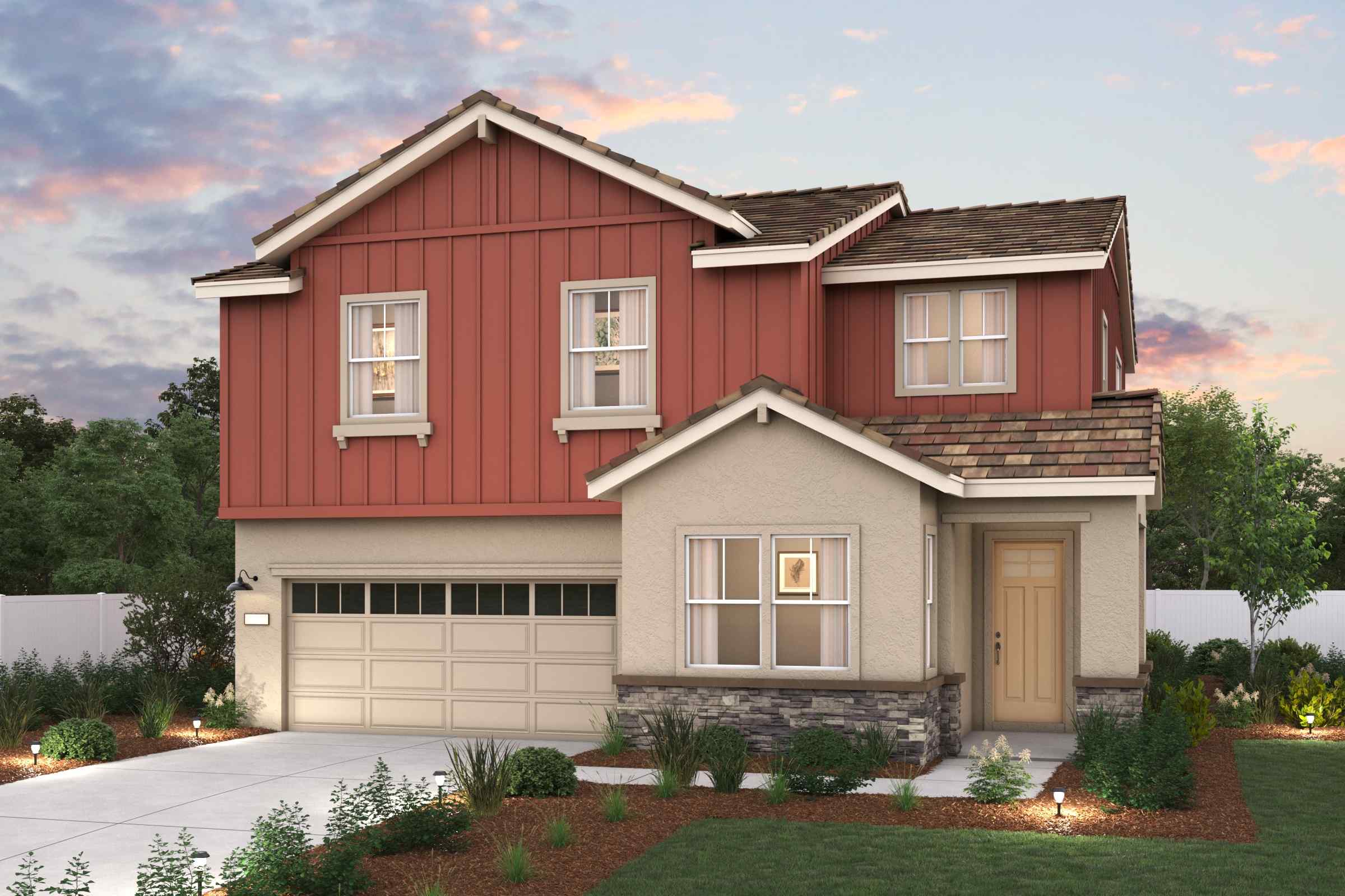 A house with a garage.