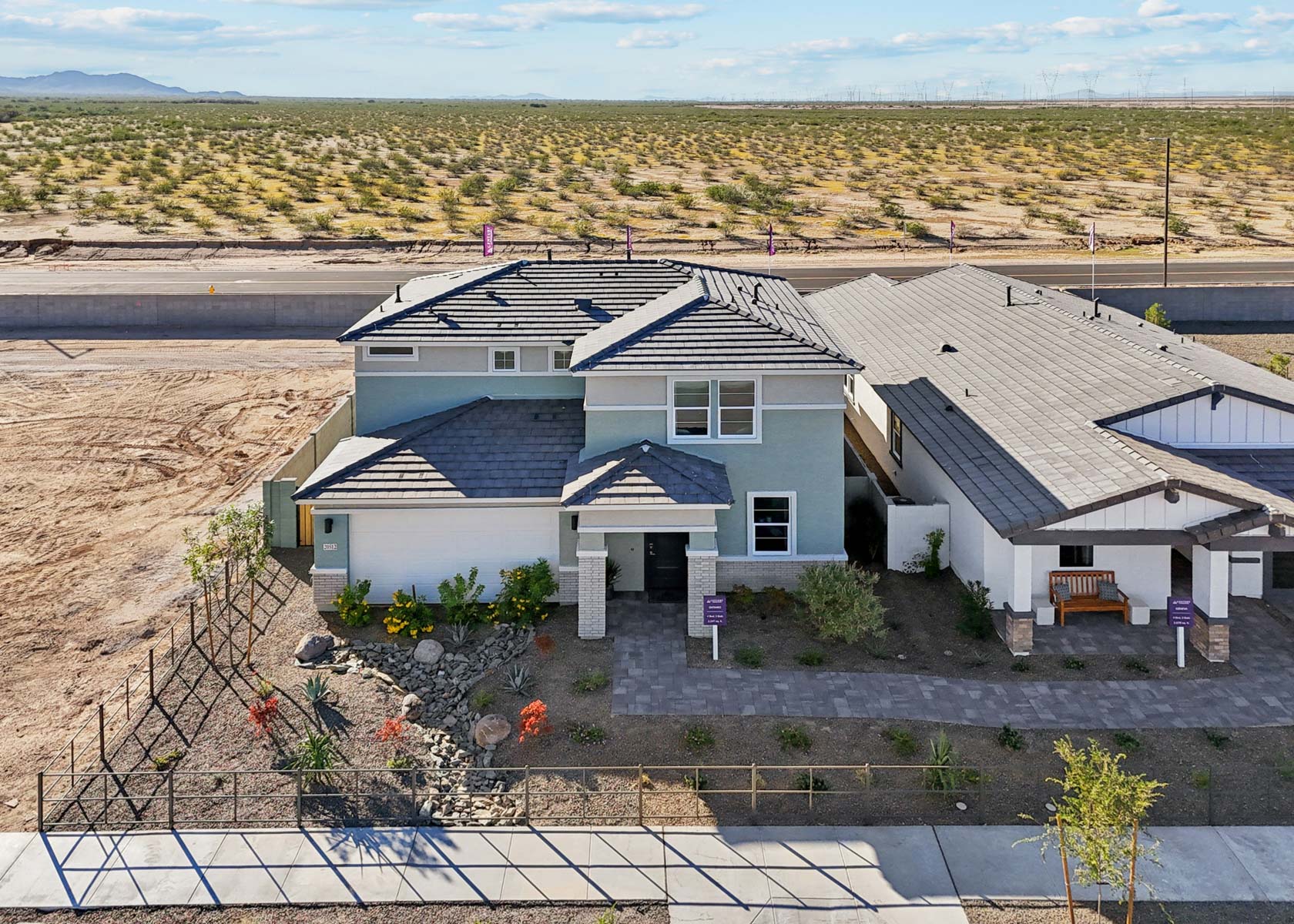 A house with a fence around it.