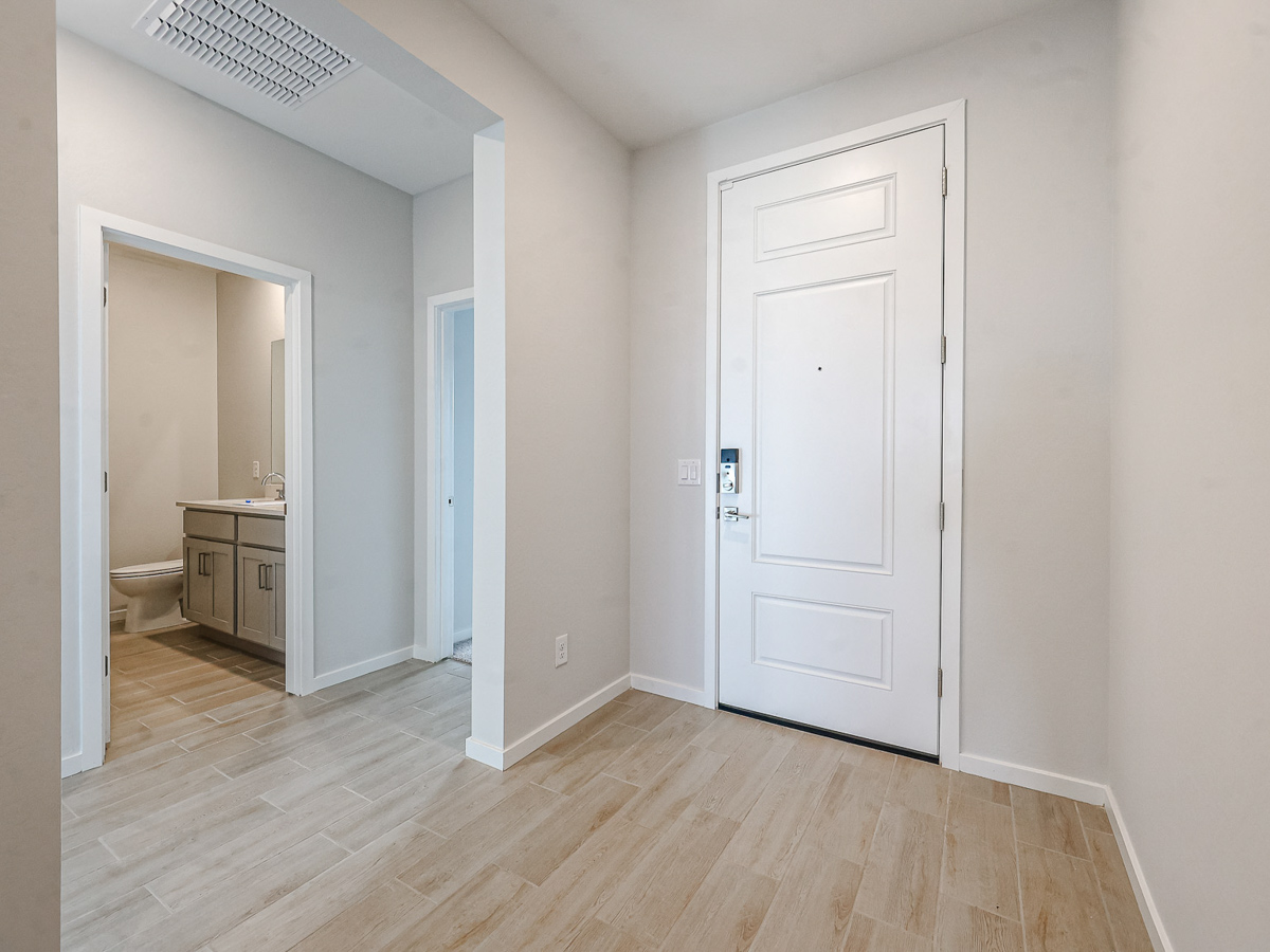 A room with white doors.