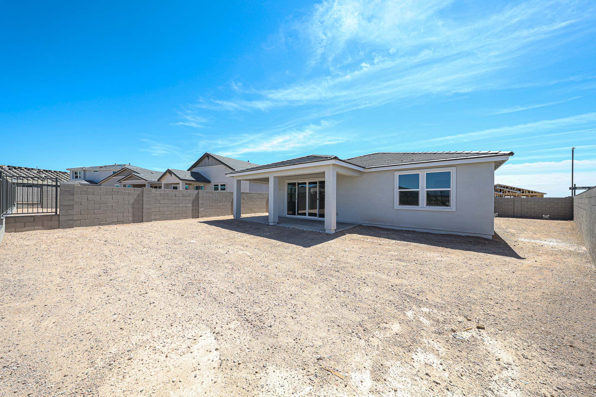 A house in a sandy area.