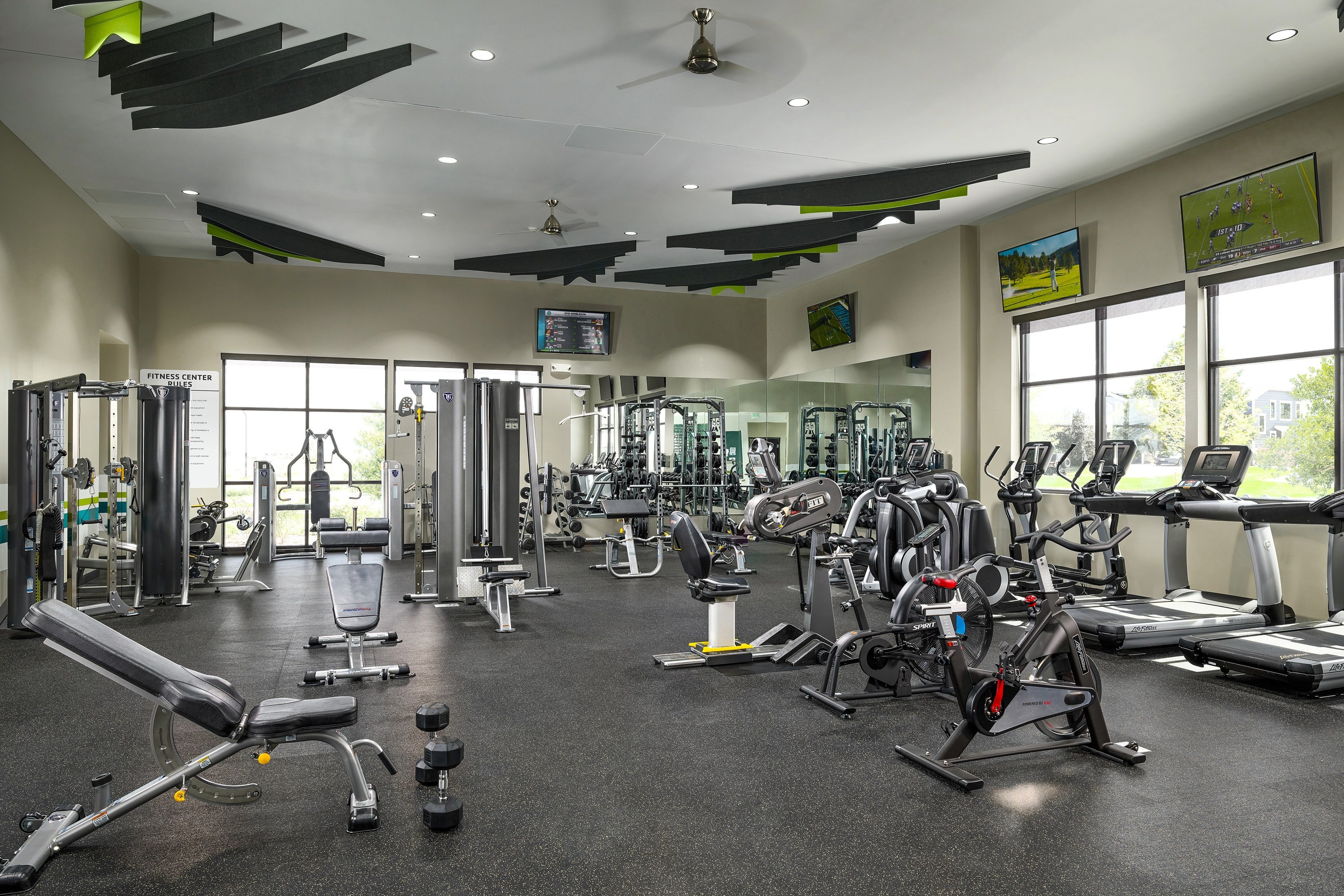 A room with exercise equipment.