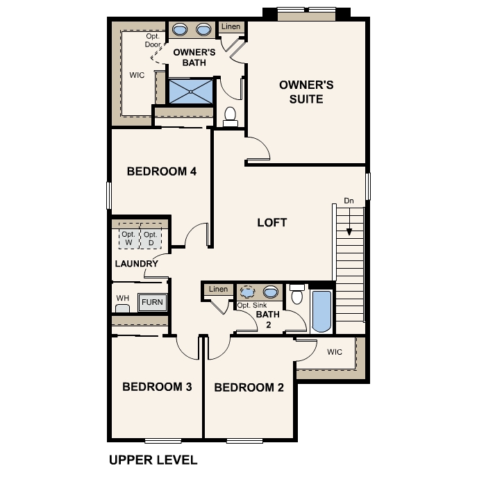 Diagram, engineering drawing. Ponderosa Floorplan, Upper Level