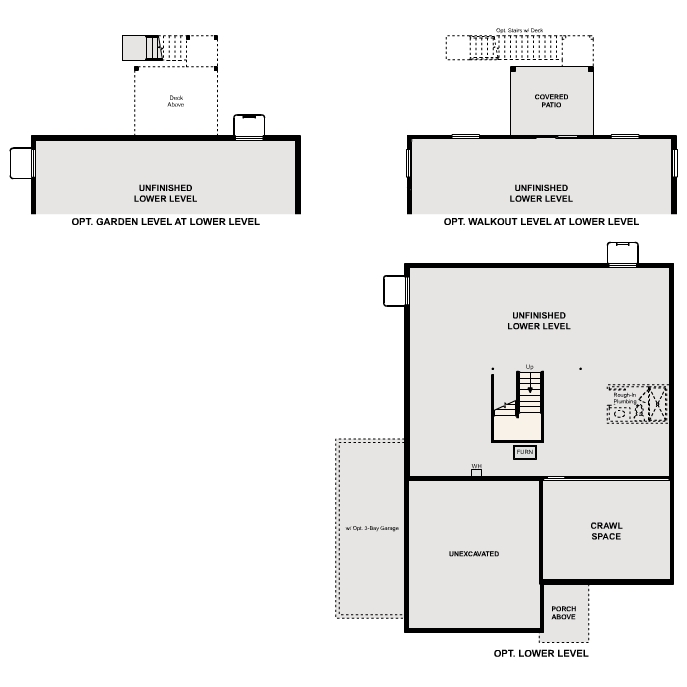 Diagram, engineering drawing. Tahoe Floorplan, Basement Options