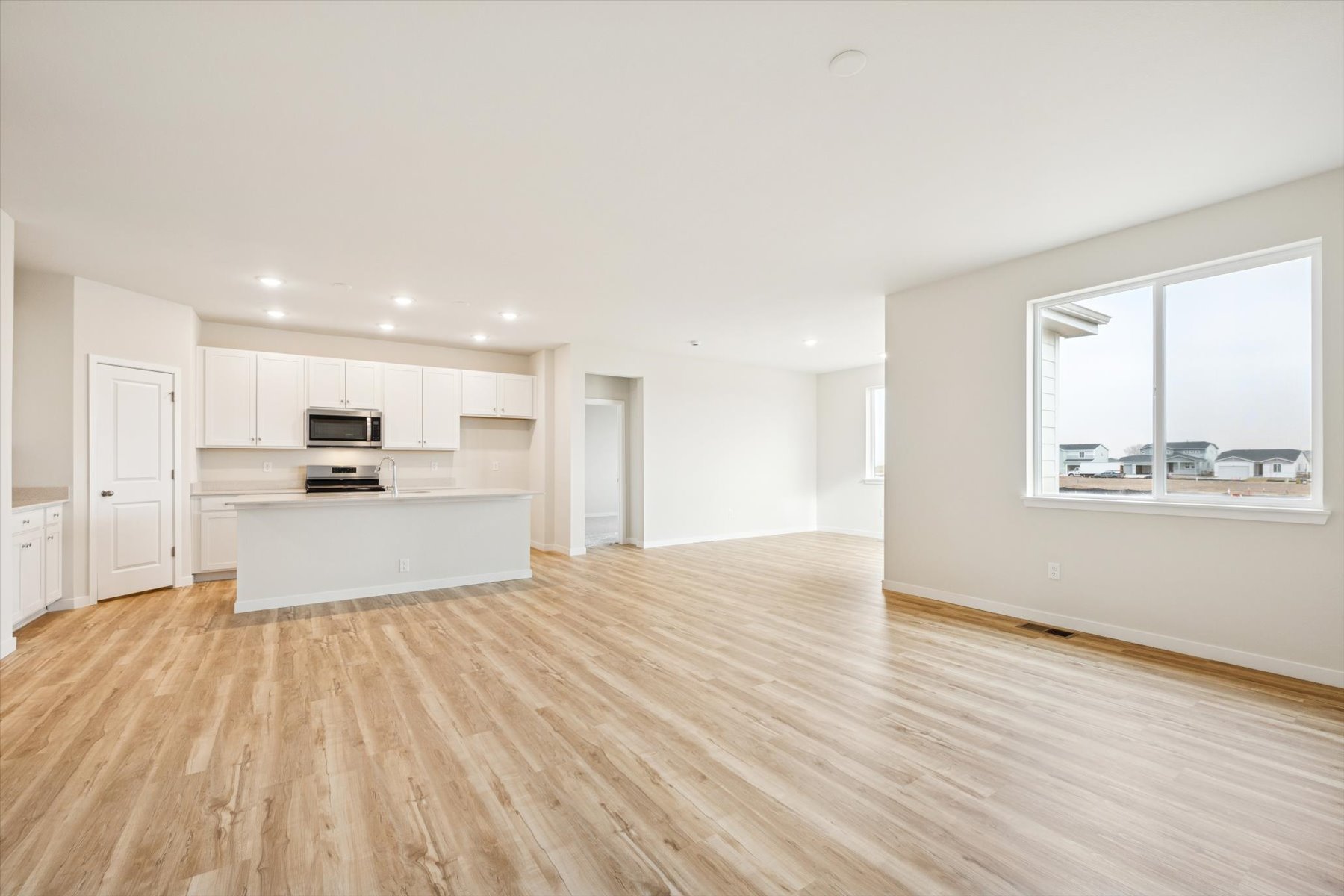 A large empty living room.