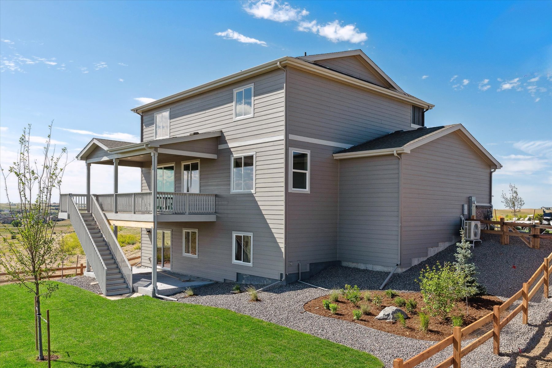 A house with a deck.
