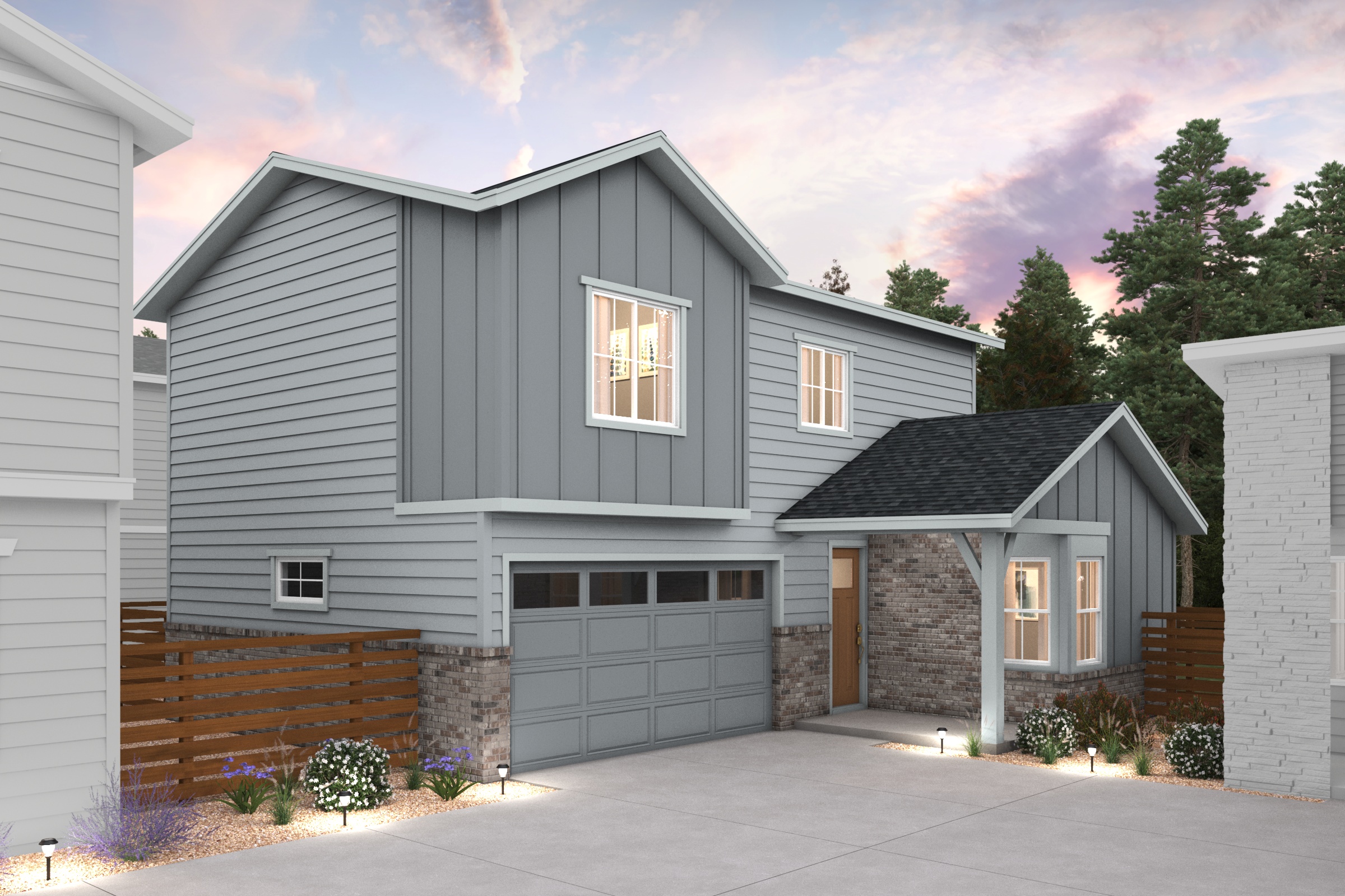 A house with a garage.