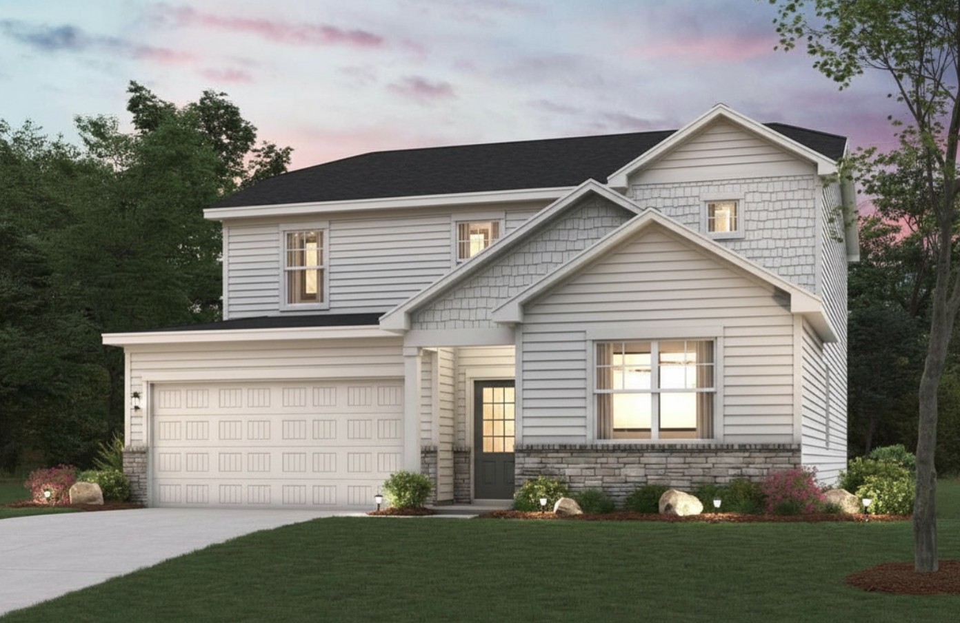 A house with a garage.