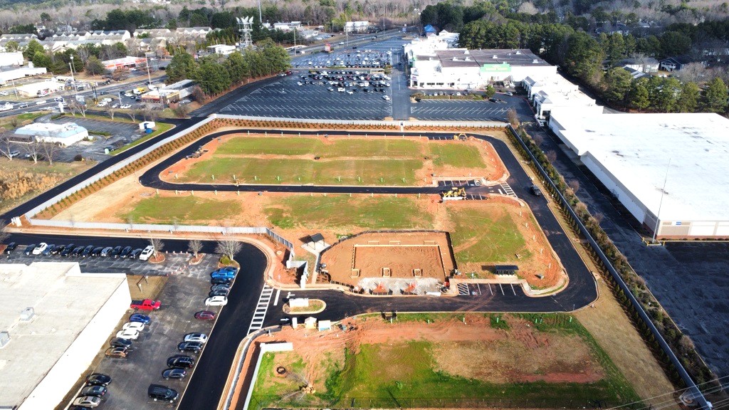 A high angle view of a road.