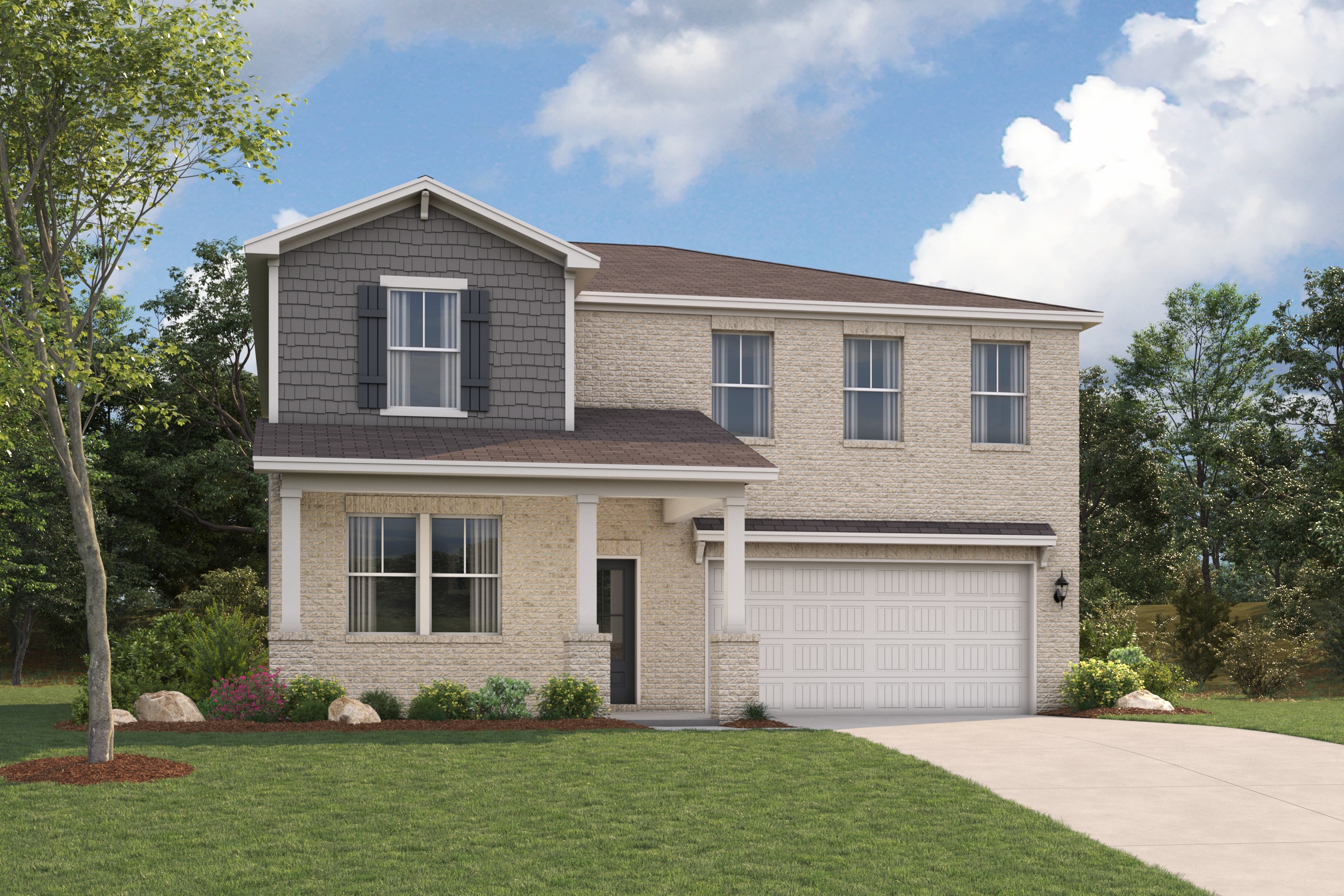 A house with a garage.