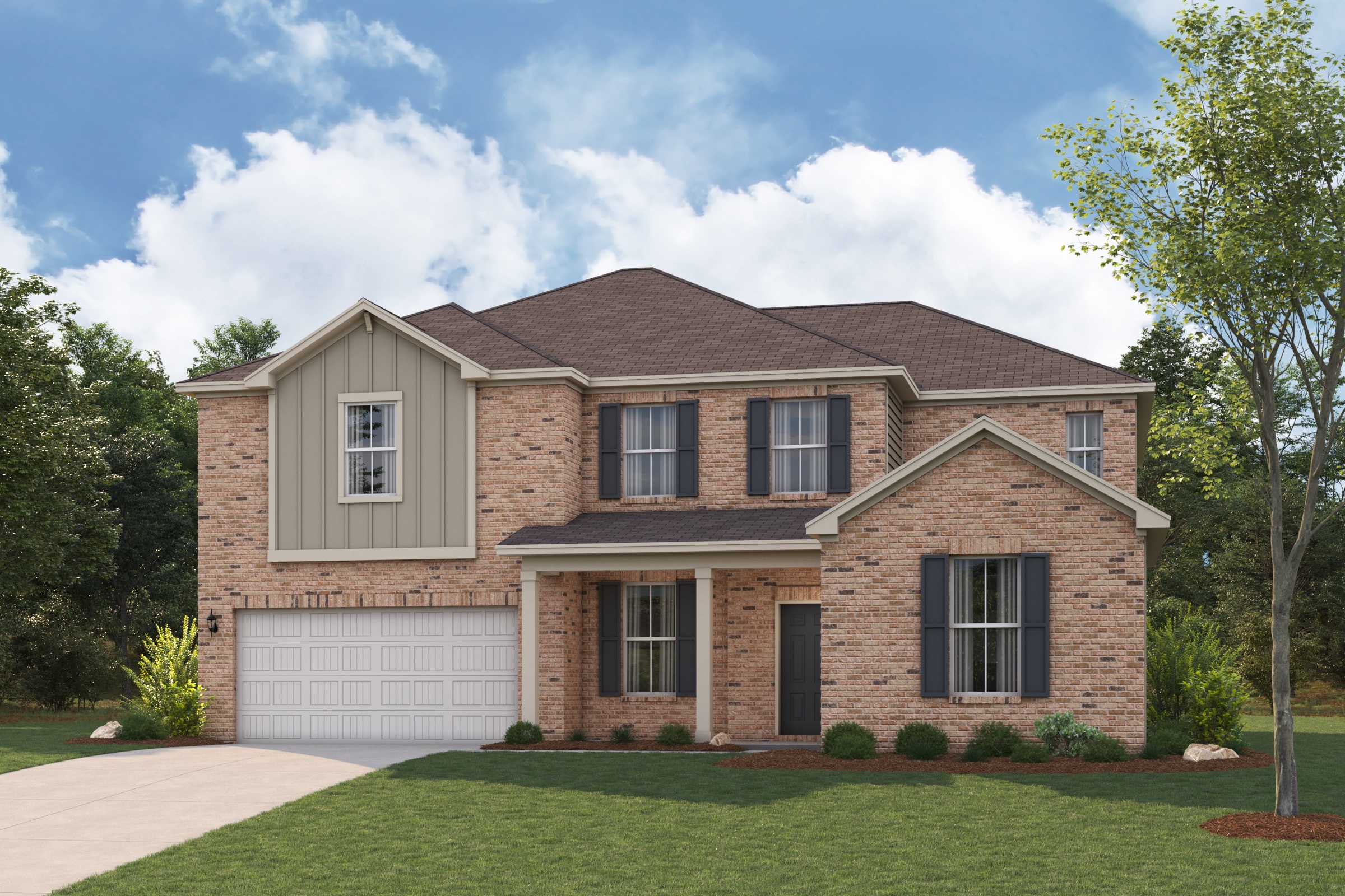 A house with a garage.