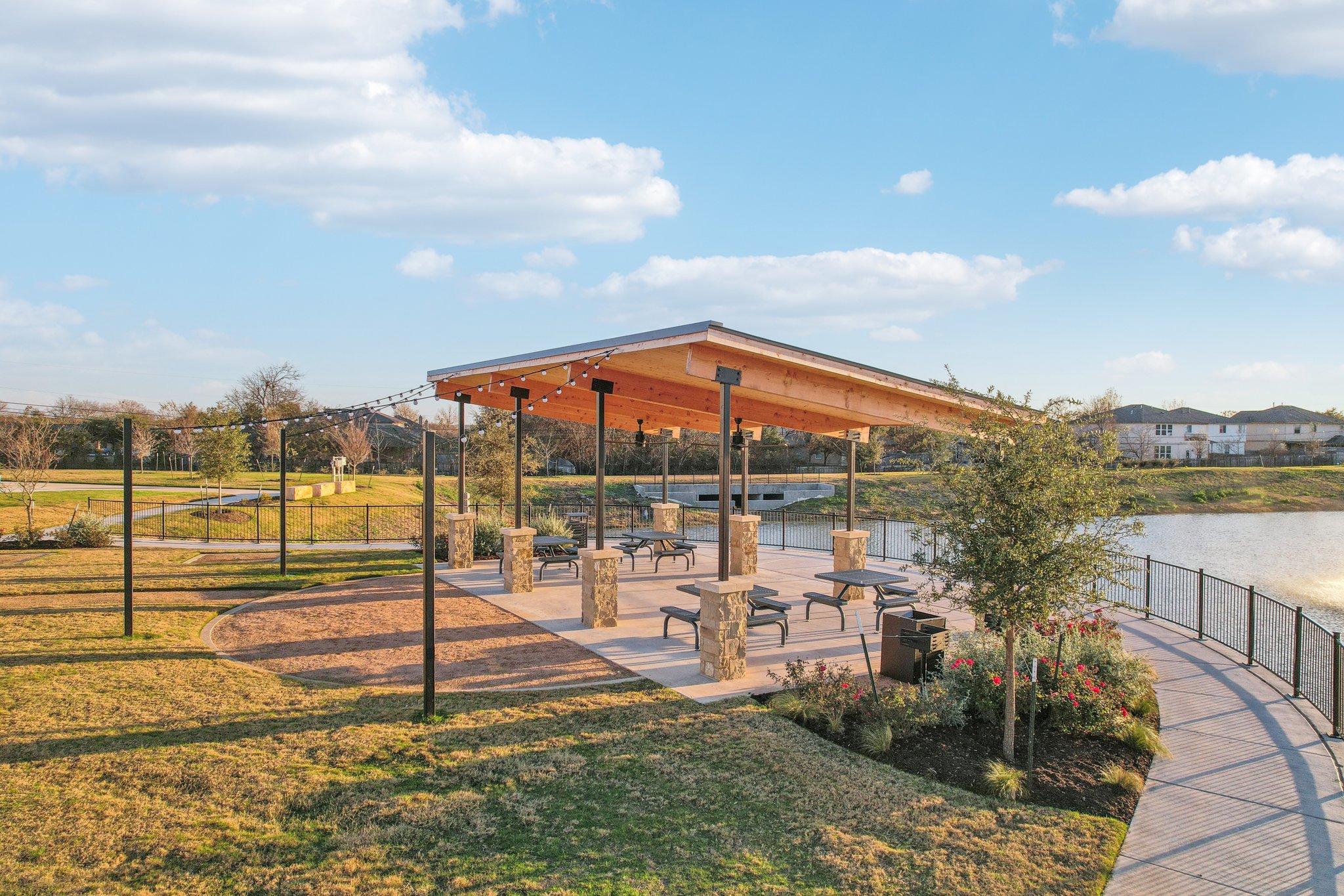 A gazebo in a park.