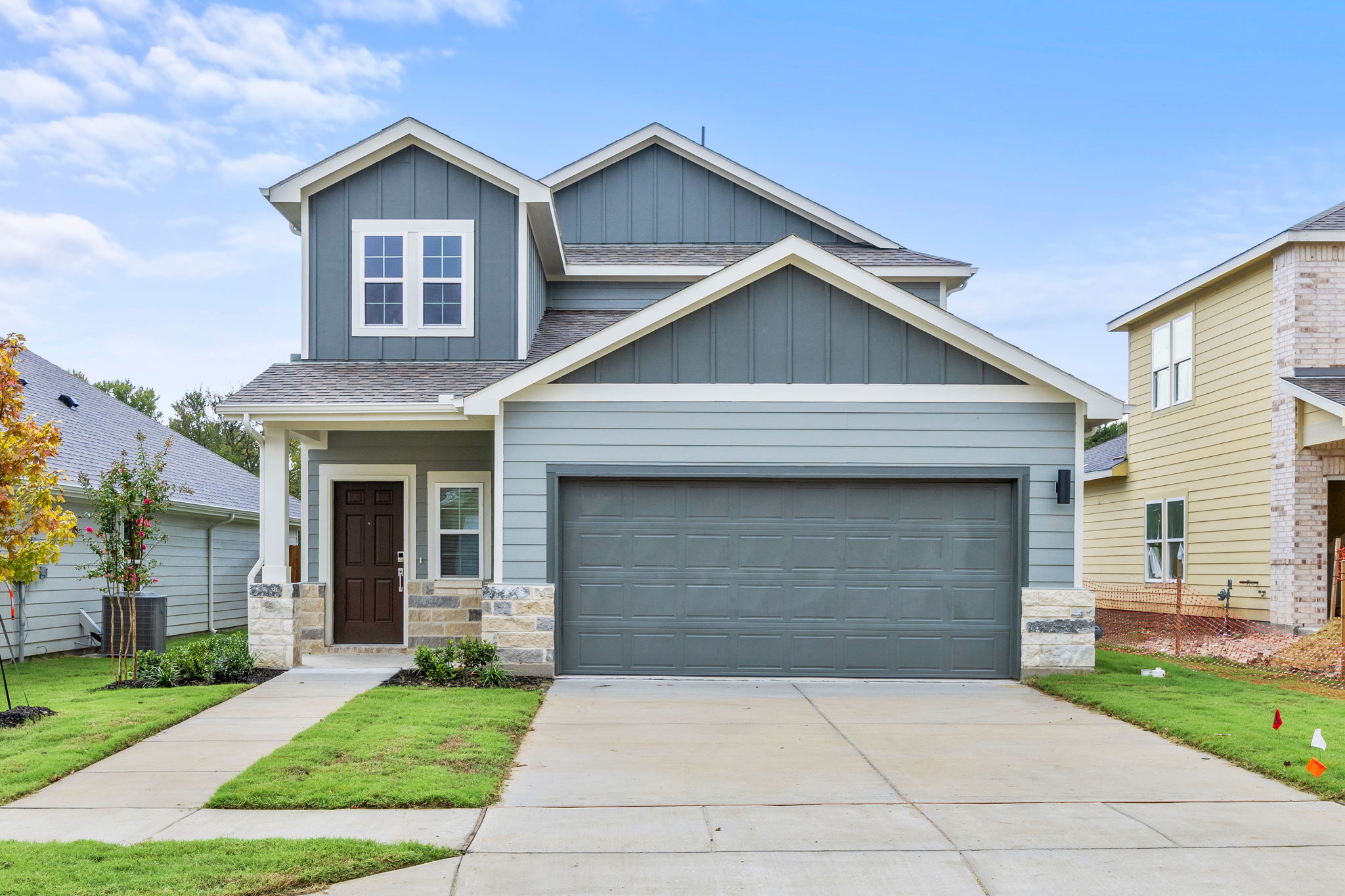 A house with a garage.