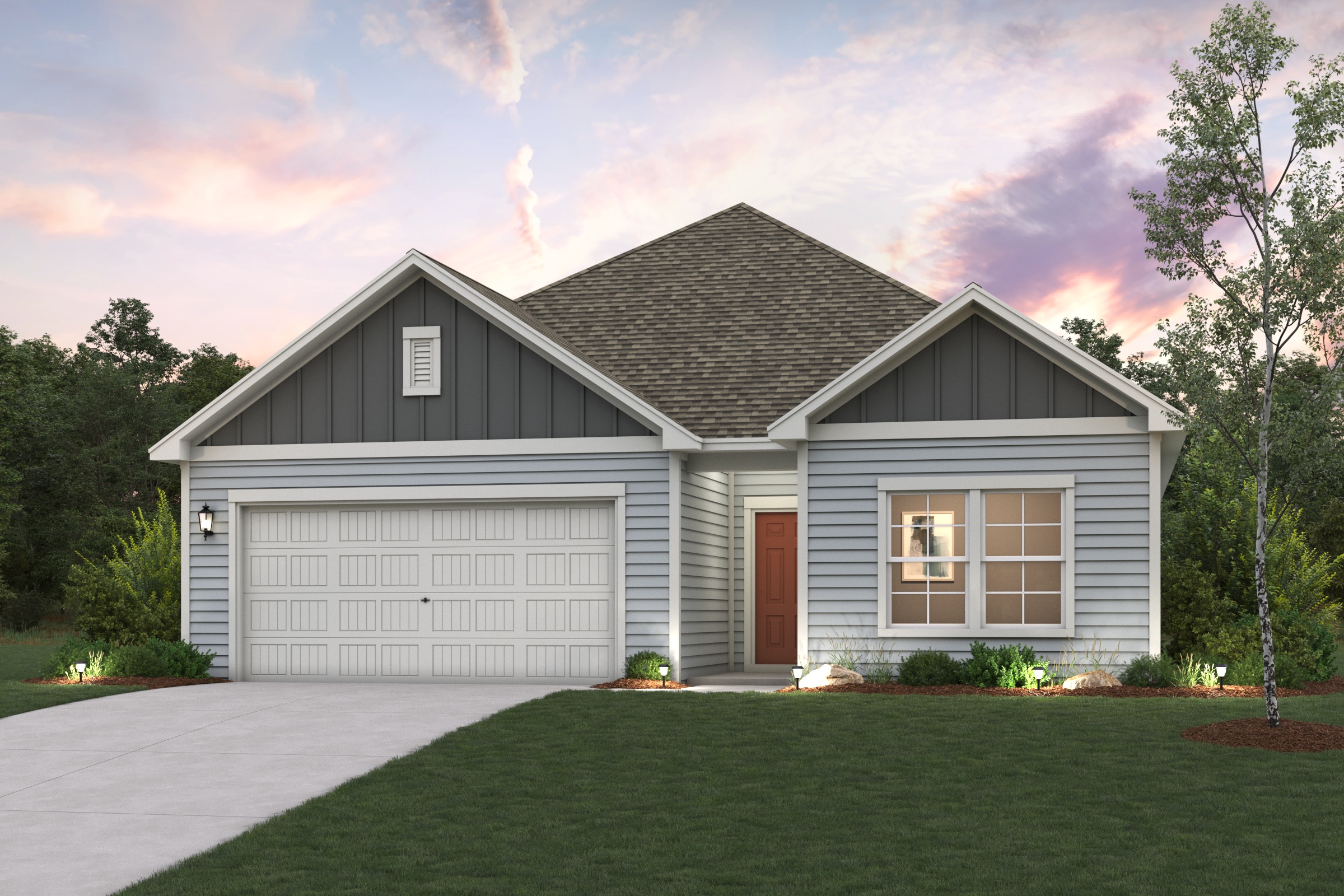 A house with a garage.