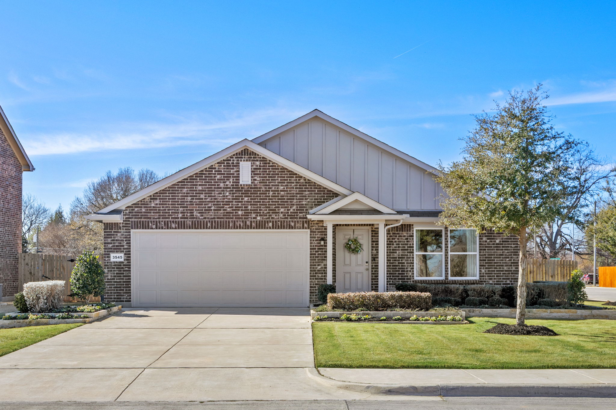 A house with a garage.