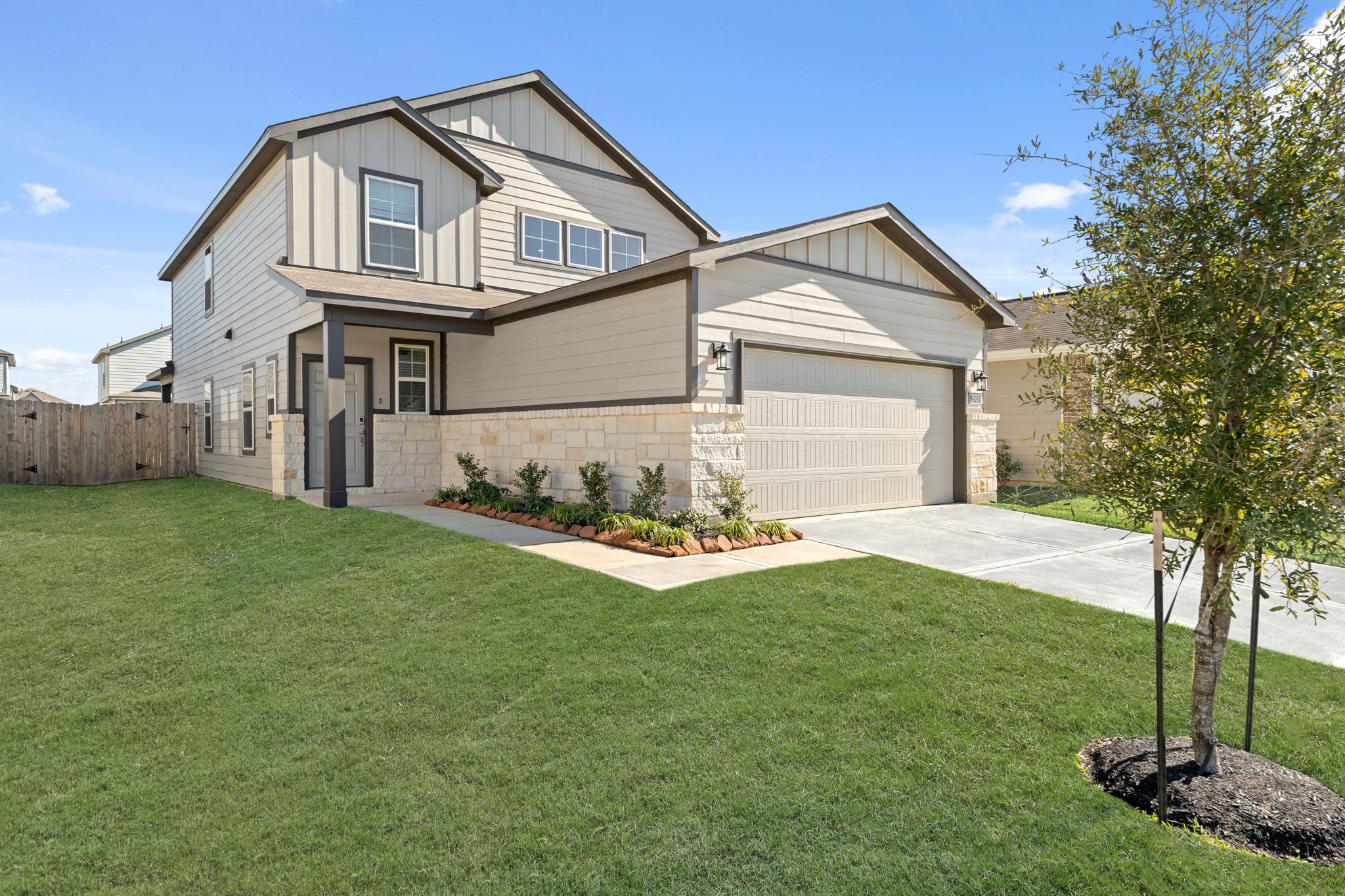 A house with a lawn.