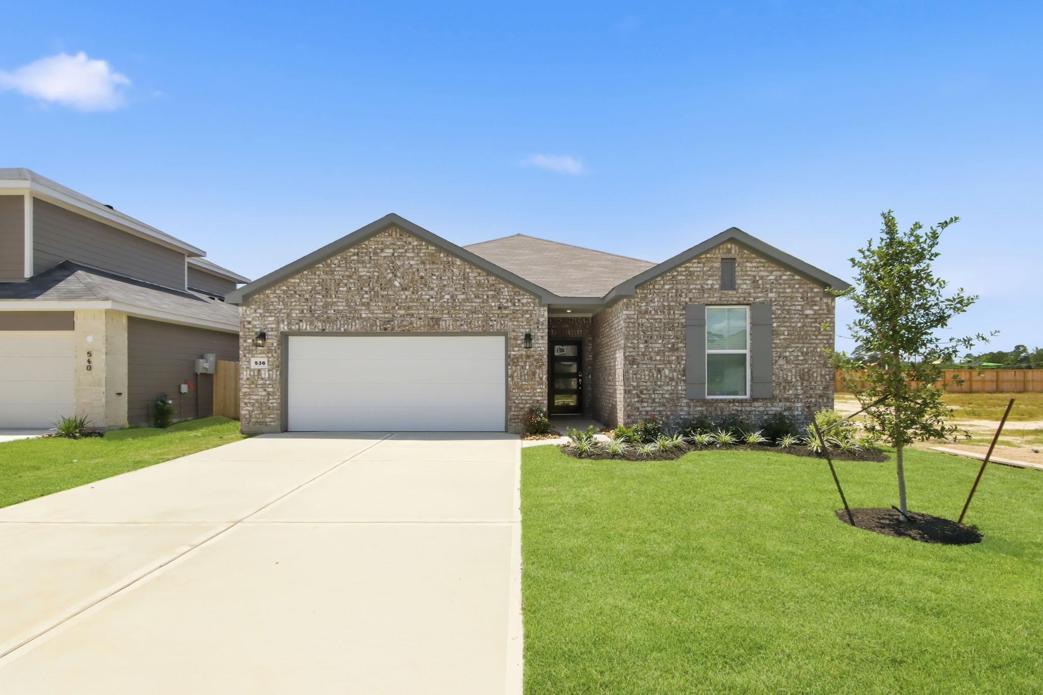 A house with a driveway.