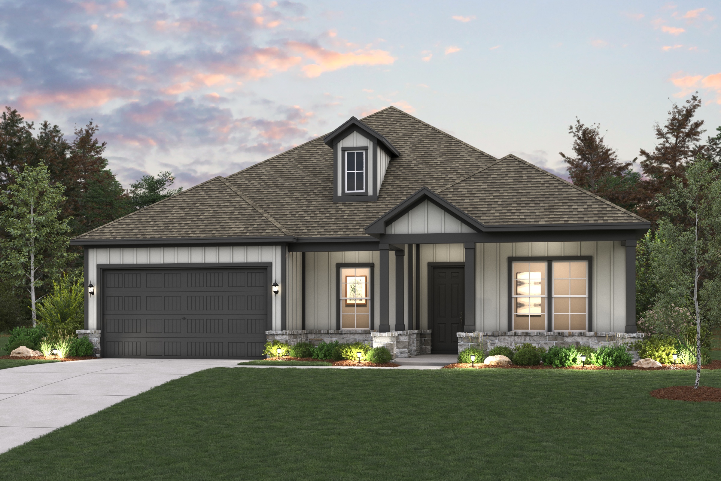 A house with a large front yard.