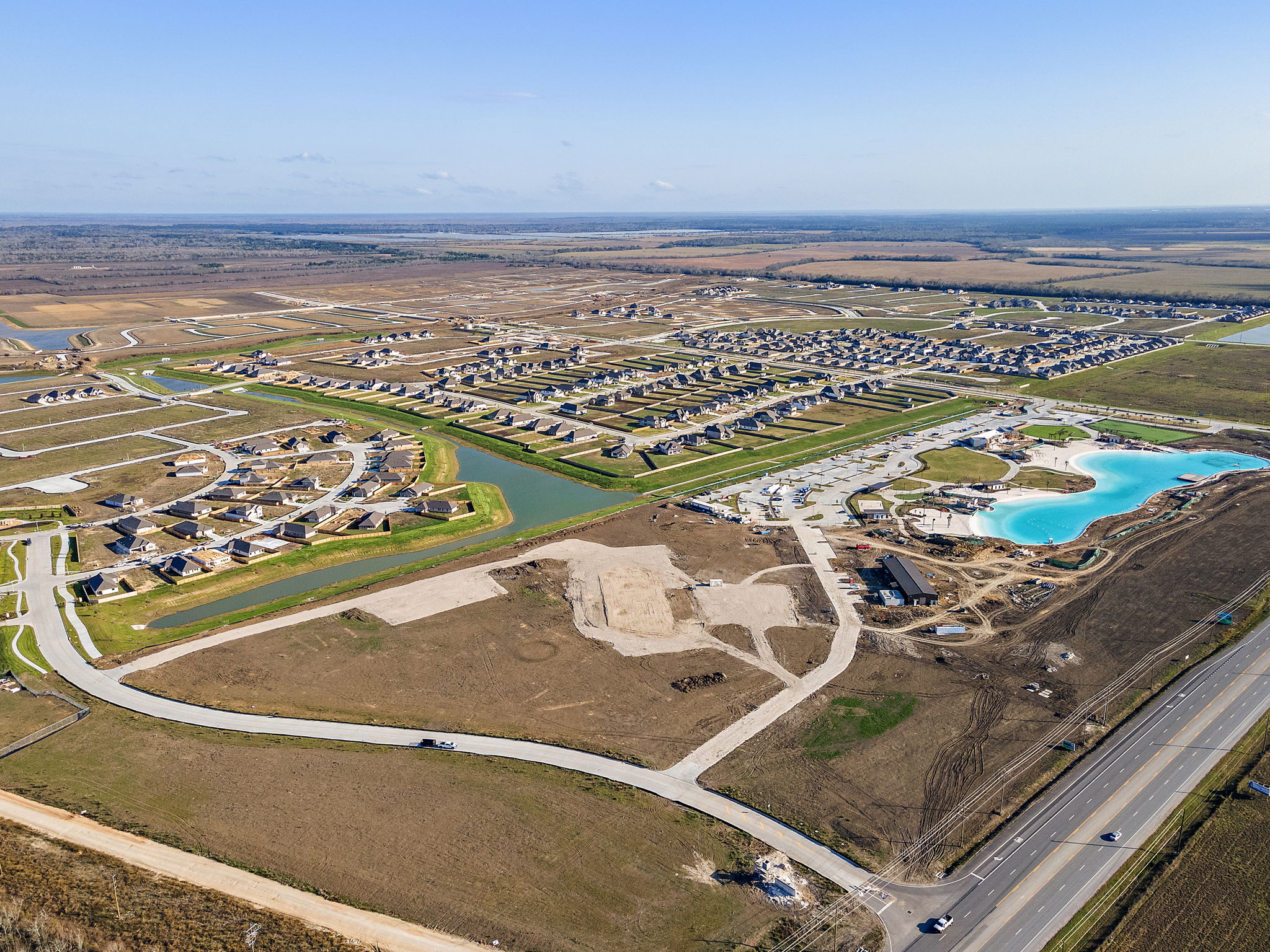 A large area with a body of water in it.