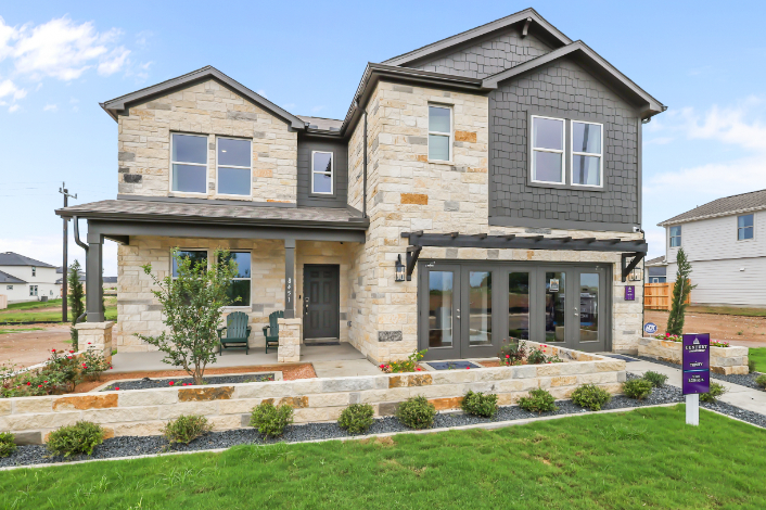 A house with a front yard.