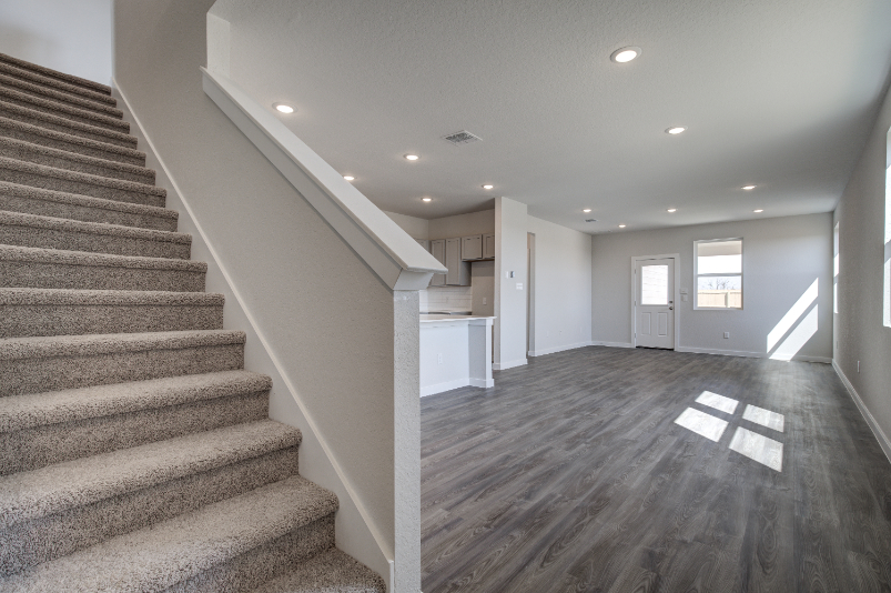 A large staircase in a house.