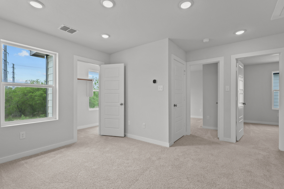A room with white doors.