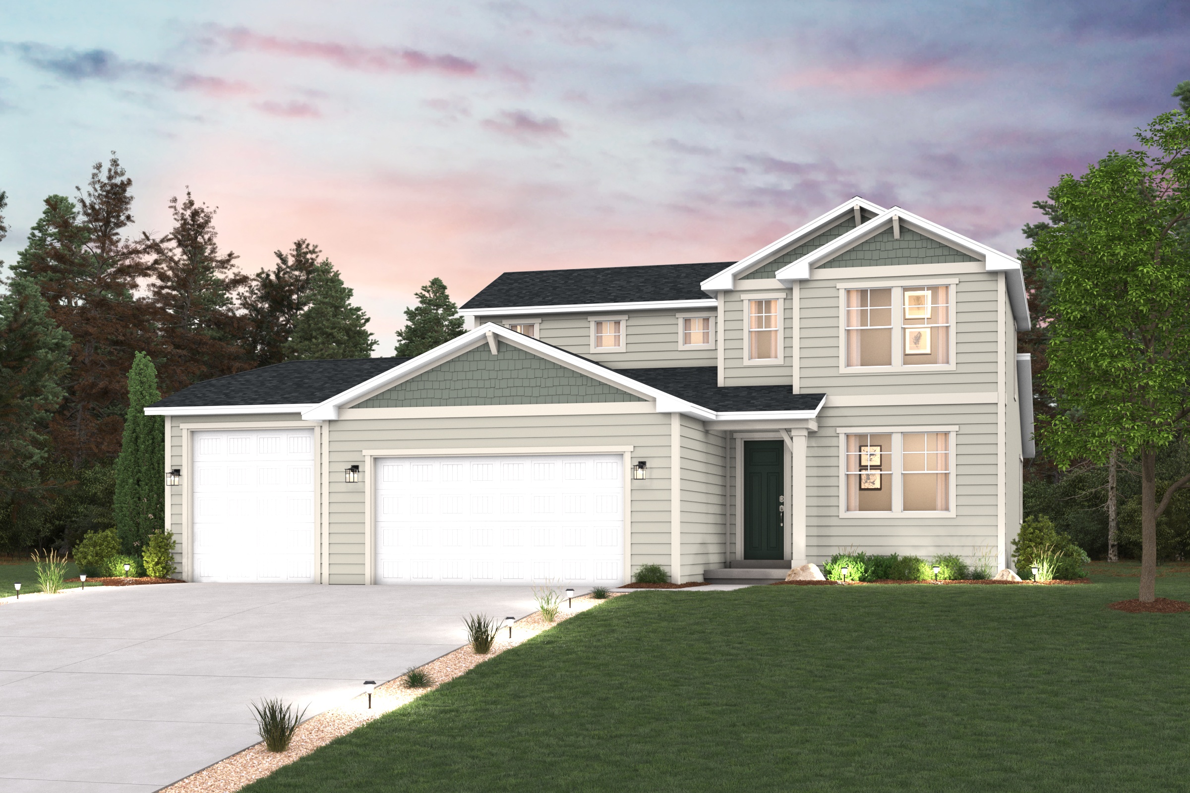 A house with a driveway.