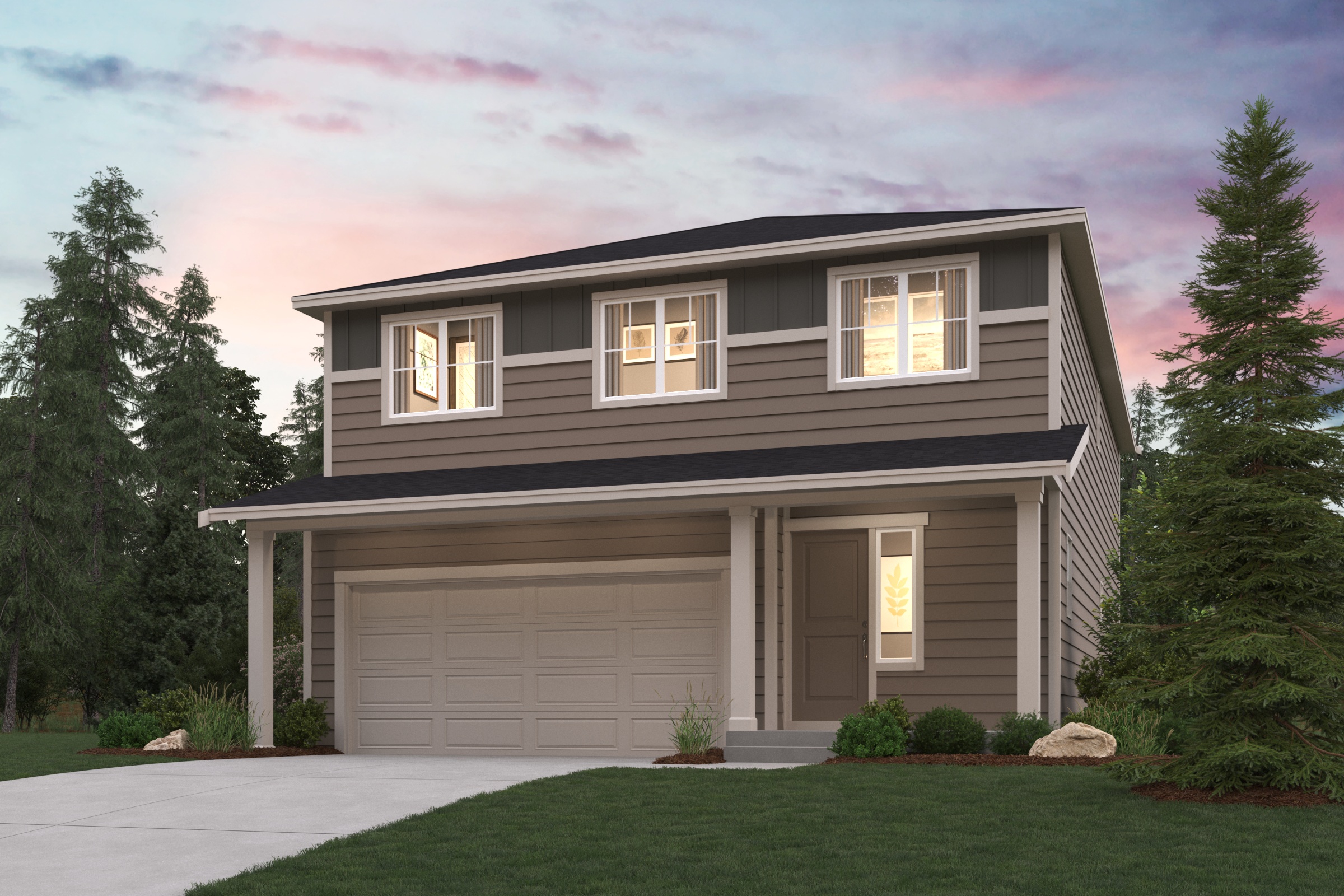 A house with a garage.