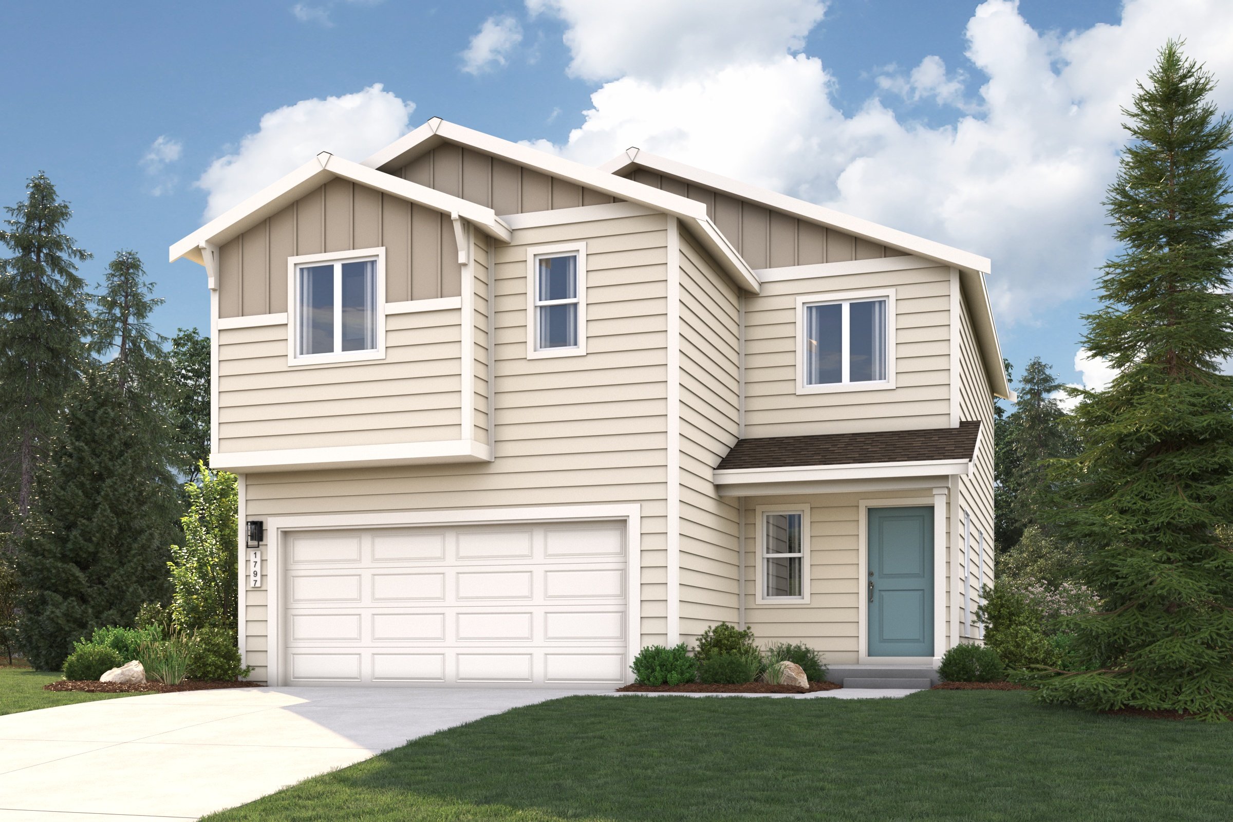 A house with a garage.