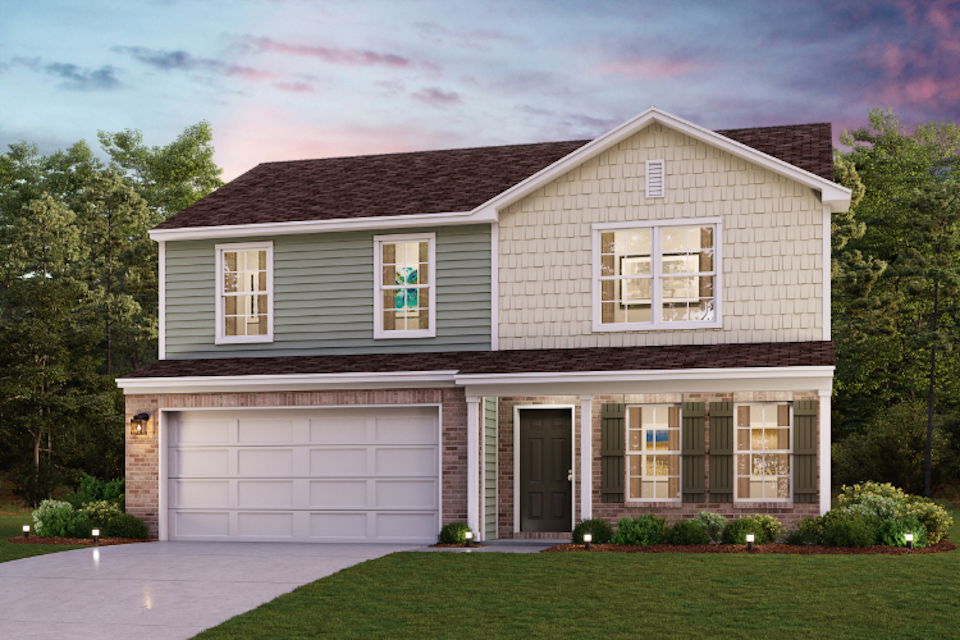 A house with a garage.