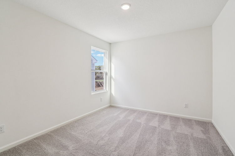 A hallway with a carpet.