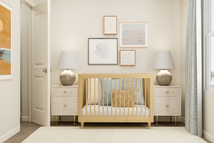 A room with a bed and lamps.